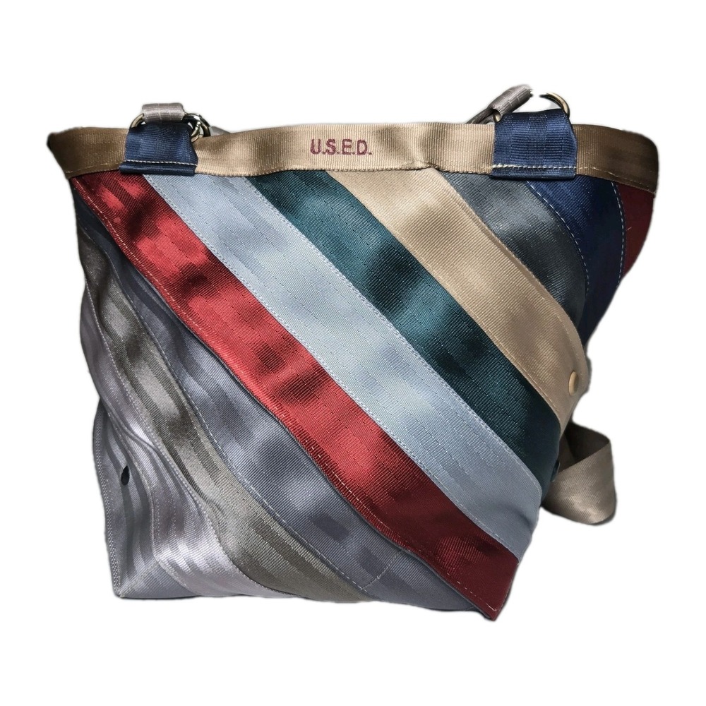 U.S.E.D. Brand Seat Belt Tote Bag Purse Large Recycled Edgy Indie Artsy Unique